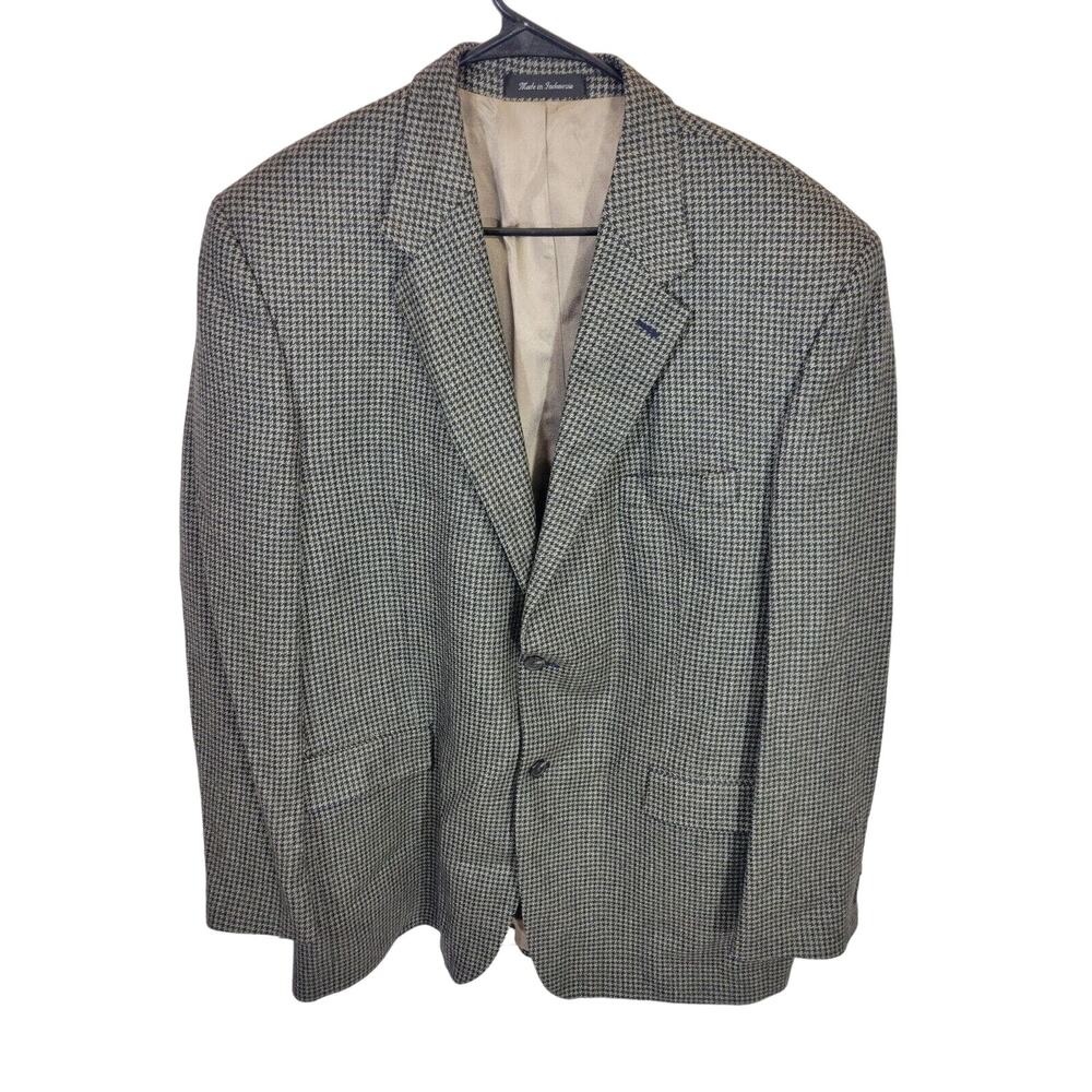 Chaps Lambswool Coat Gray Herringbone‎ 2-Button Career Business Men's Size 46L
